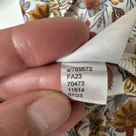 Loft Outlet Floral Blouse Sz S Elastic Cuff Fall Peasant Prairie Cottagecore - Picture 8 of 13